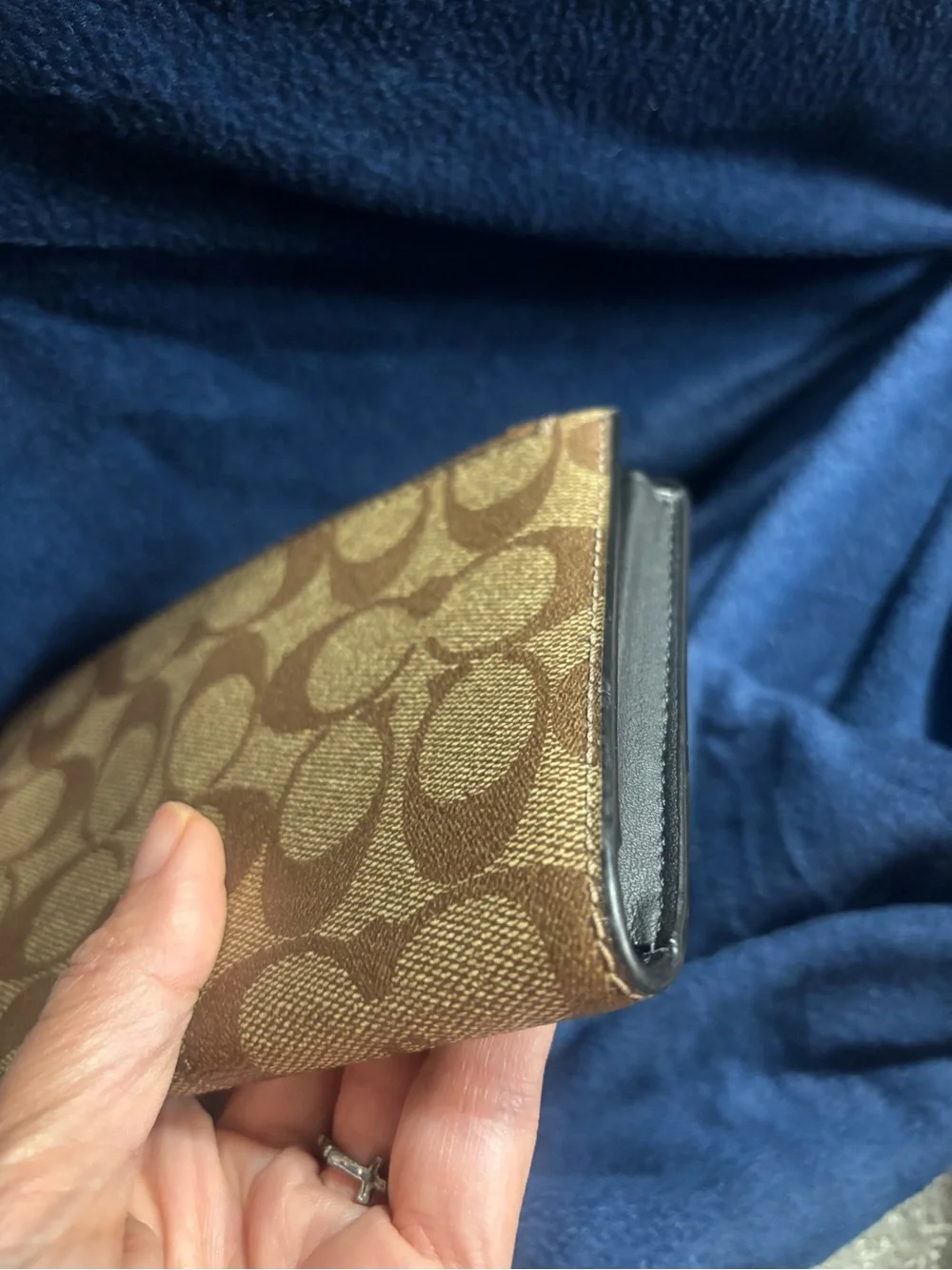 Coach Brown Monogram Continental Wallet with Black Snap